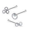 3 Silver Nose Stud Sets NSK-SET-1102